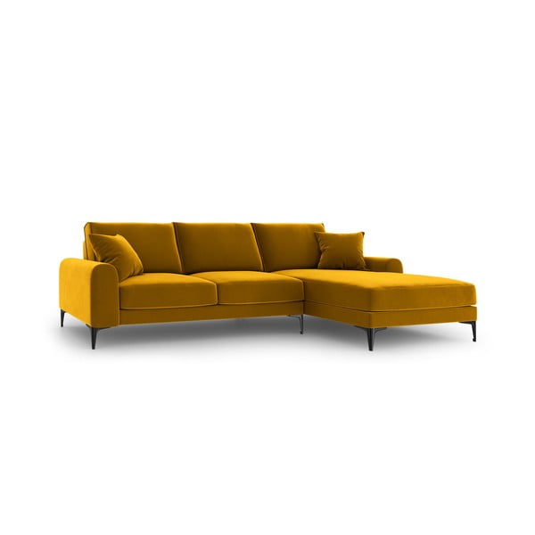 Ъглов диван от жълто кадифе , десен ъгъл Madara - Mazzini Sofas