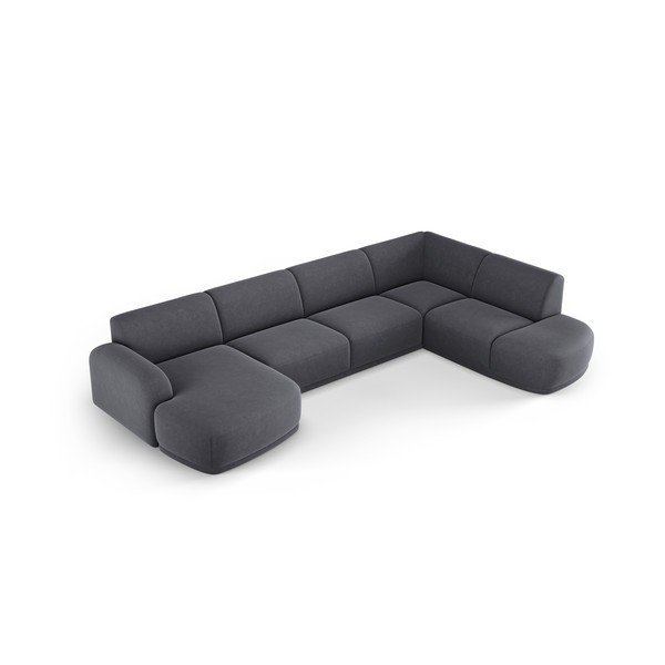 Сив кадифен ъглов диван Erin – Micadoni Home-image-4