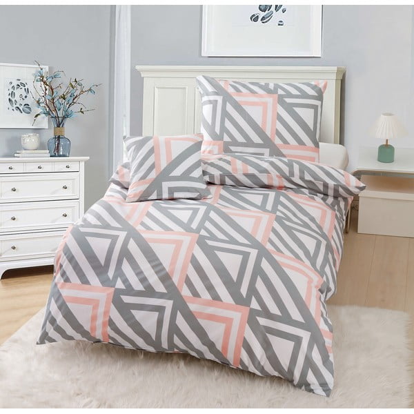 Розово-сиво спално бельо за единично легло от микросатен, 3 части 140x200 cm Harper - My House