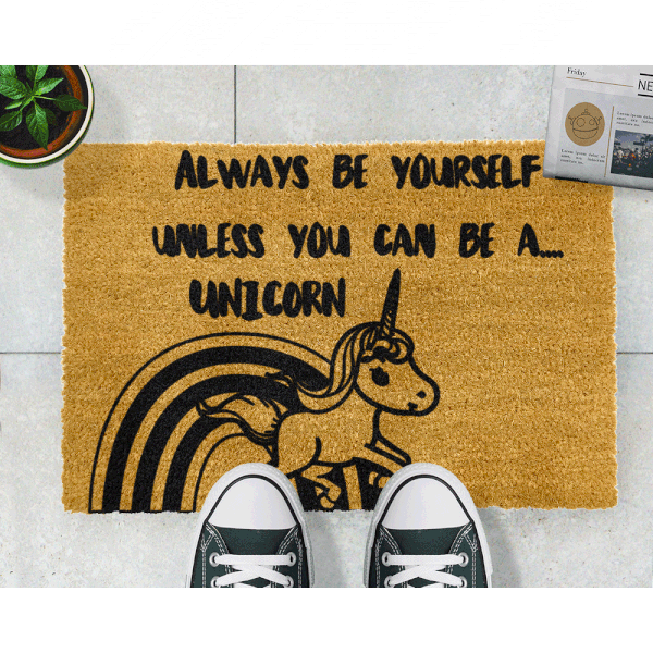 Rohožka z přírodního kokosového vlákna Artsy Doormats Unicorn, 40 x 60 cm-image-2