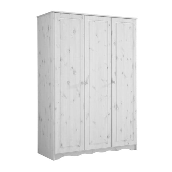 Bílá třídveřová šatní skříň z masivního borovicového dřeva 13Casa Helga
