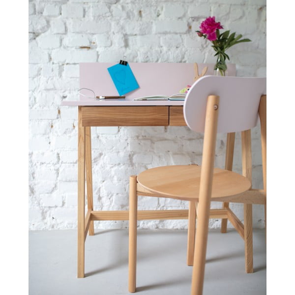 Сиво бюро с основа от ясенова дървесина, дължина 85 cm Luka - Ragaba-image-4