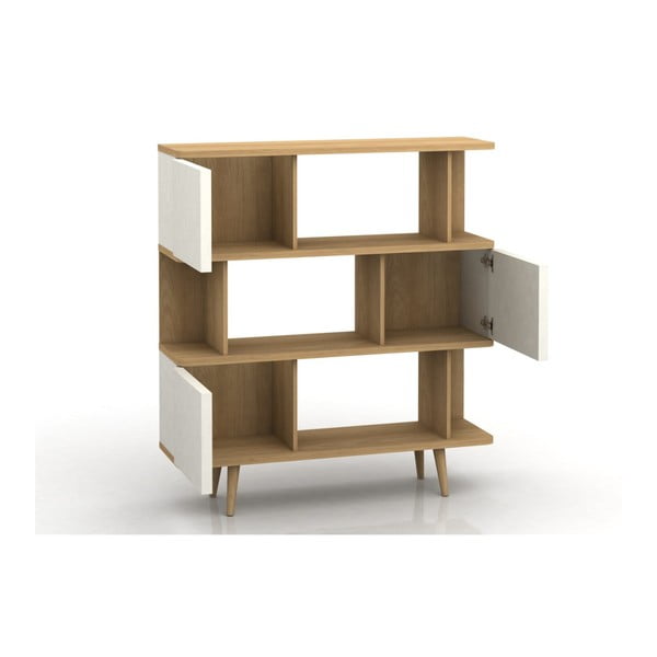 Бял шкаф за книги в дъб 120x130 cm Alana - Støraa-image-1