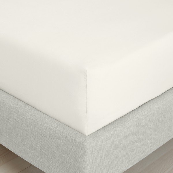 Кремав еластичен чаршаф от памук перкал 90x190 cm Cotton Percale – Bianca-image-3