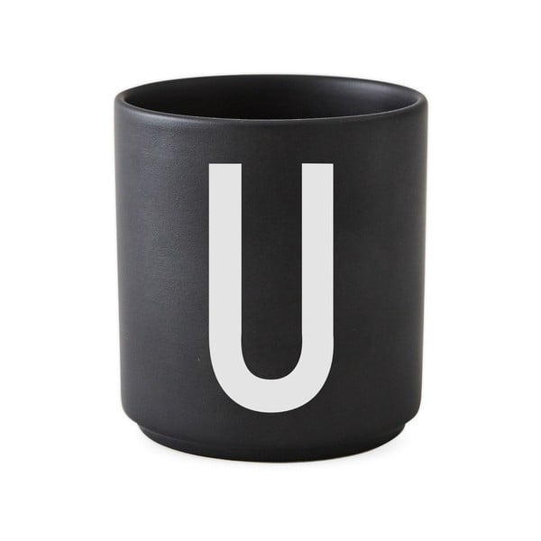 Черна порцеланова чаша Alphabet U, 250 ml A-Z - Design Letters