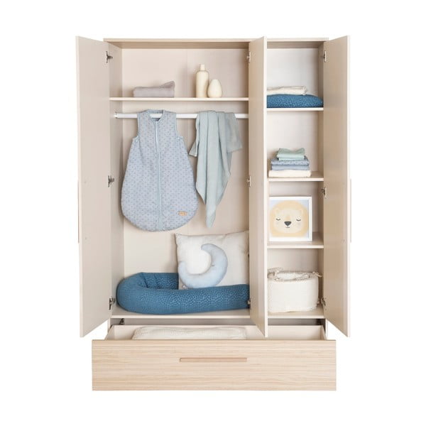 Кремав/в естествен цвят детски гардероб от декор от дъб  118x190x52 cm Sidney – Roba-image-4