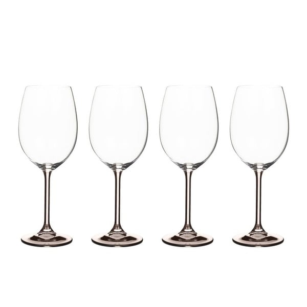 Комплект от 4 чаши за вино от сиво кристално стъкло Fluidum, 450 ml - Bitz