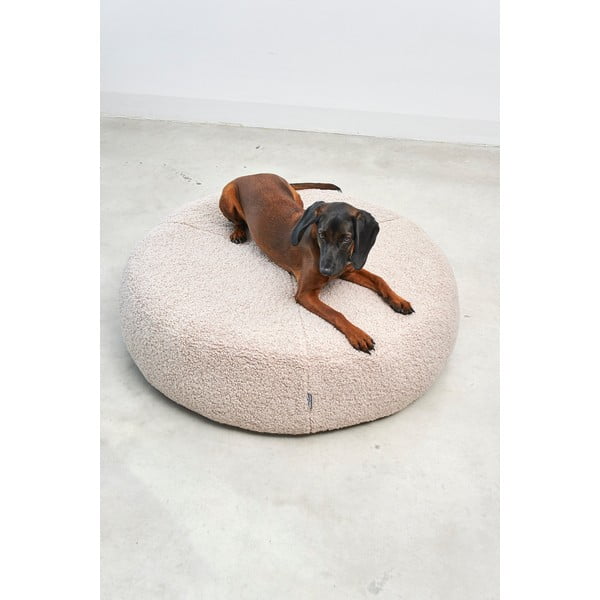 Бежово легло за куче от плат букле ø 90 cm Senso Pouffe Greige M/L – MiaCara-image-3