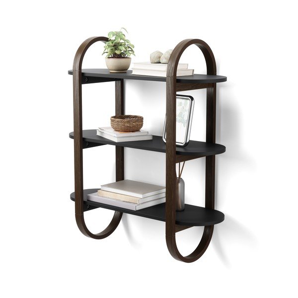 Черен естествен двуетажен рафт от орех Bellwood - Umbra-image-4
