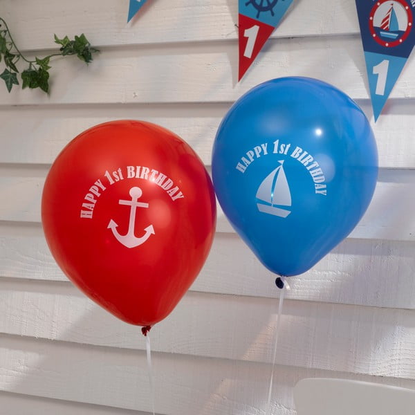 Комплект от 8 надуваеми балона Ahoy There 1-ви рожден ден - Neviti