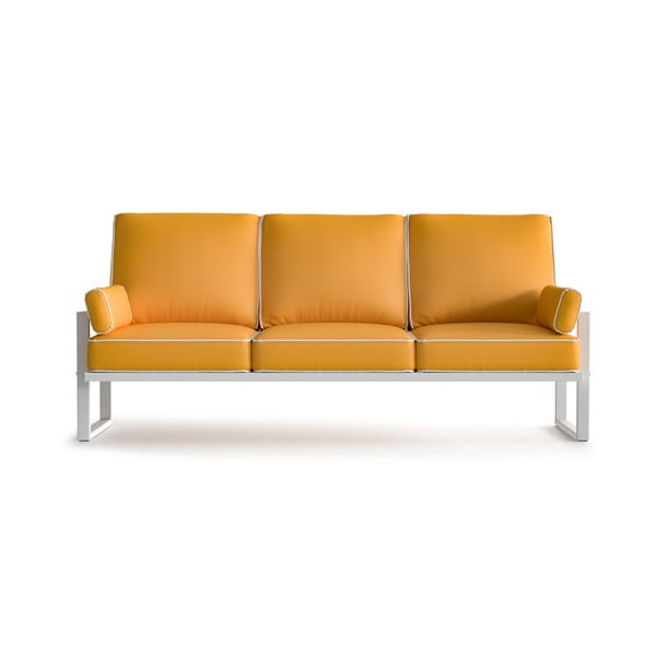 Жълт 3-местен градински диван с подлакътници и бяла тапицерия Angie - Marie Claire Home