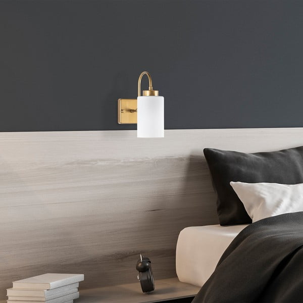 Бяла/ в златист цвят стенна лампа ø 10 cm Duzsuz – Opviq lights-image-3