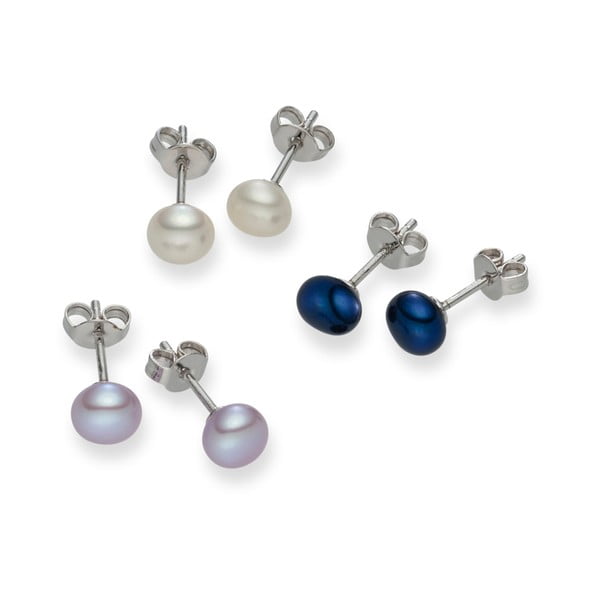Sada 3 párů perlových náušnic Nova Pearls Copenhagen Genevieve