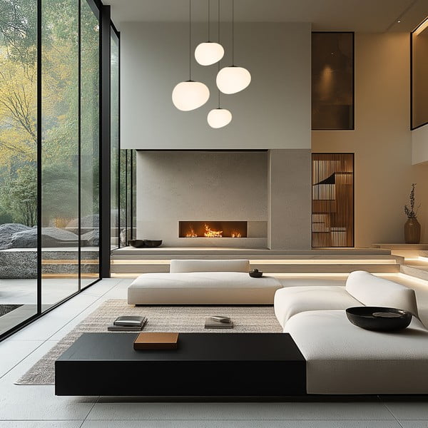 Черно-бяло висящо осветително тяло ø 30 cm Stones – Candellux Lighting-image-3