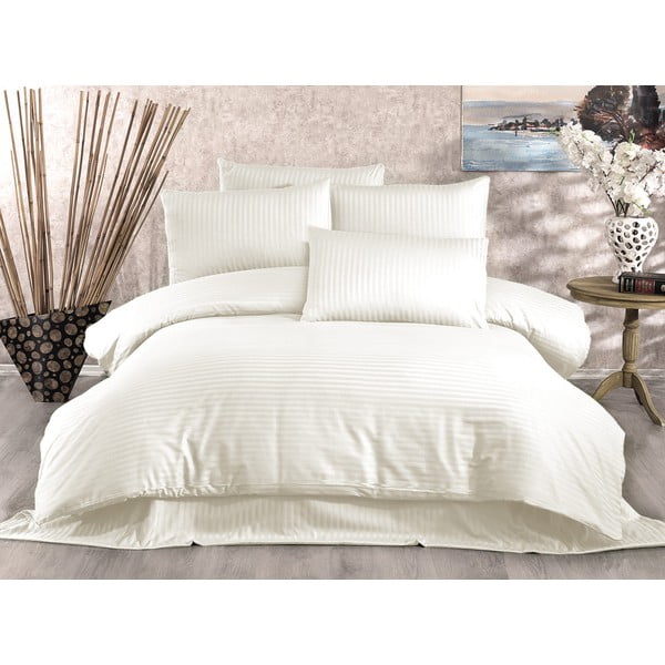Кремаво памучно спално бельо от сатен за единично легло 140x200 cm Lilyum - Mijolnir