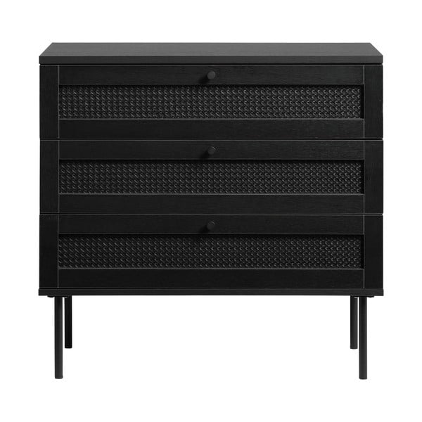 Черен нисък скрин от дъб 80x75 cm Pensacola - Unique Furniture