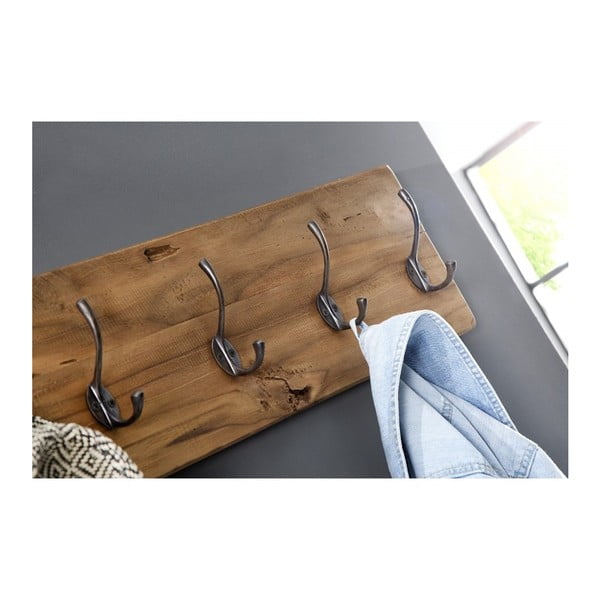 Закачалка за дрехи от необработено тиково дърво Railwood - HSM collection-image-3