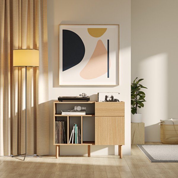 Нисък скрин за грамофонни плочи от дъб 100x80 cm Viny - TemaHome-image-1