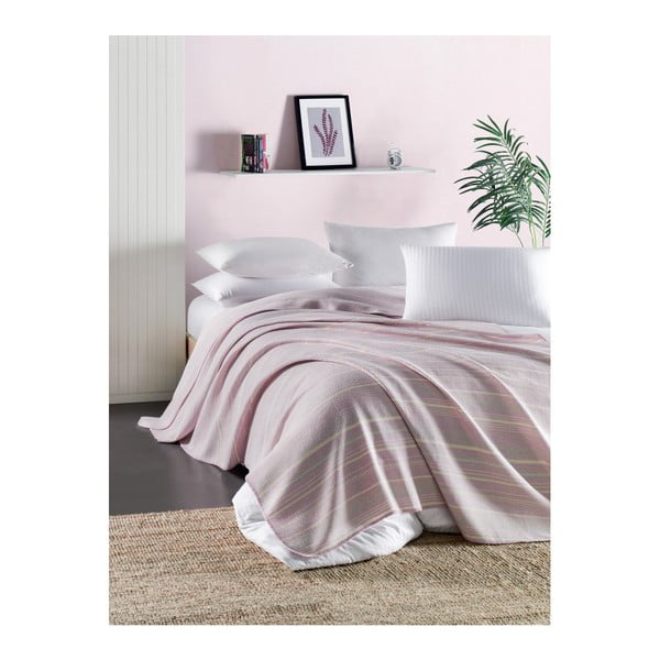 Розово-жълта олекотена ватирана памучна покривка за легло Runino Carrie, 160 x 220 cm - Mijolnir