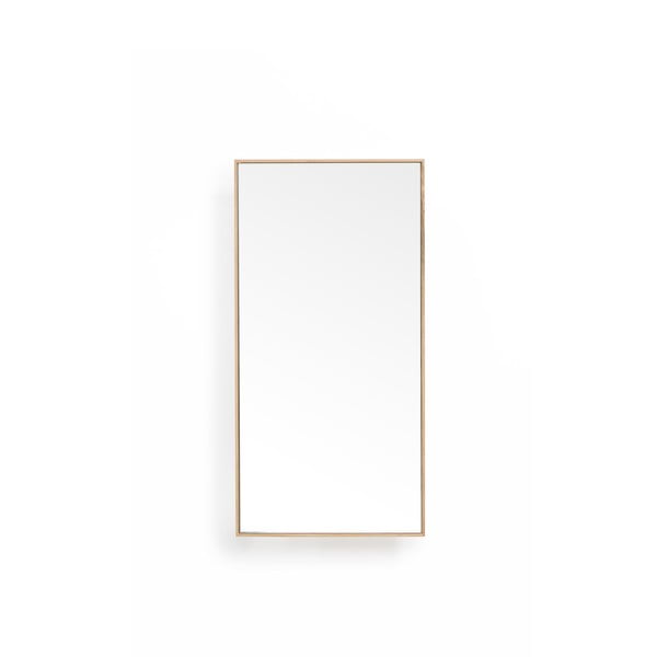 Рафт с огледало от дъбова дървесина в естествен цвят 31x61,5 cm Slimline - Wireworks-image-2