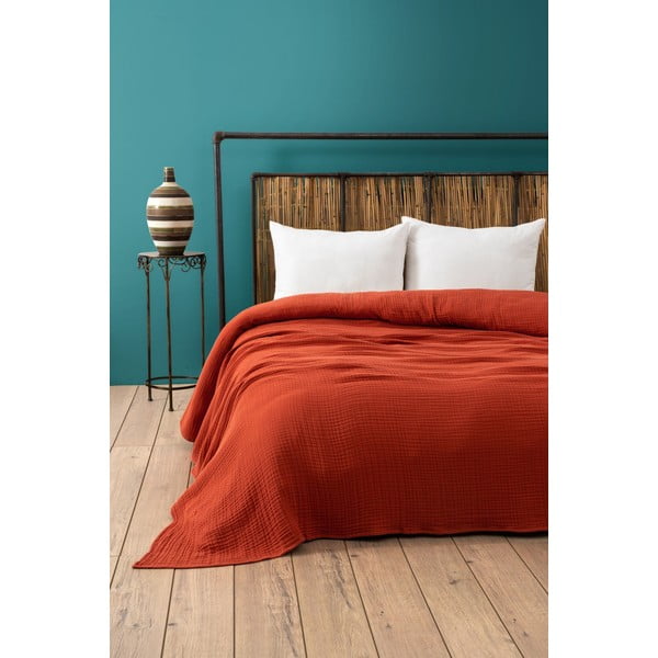 Муселиново покривало за легло в тухлен цвят 220x250 cm Muslin – Mijolnir