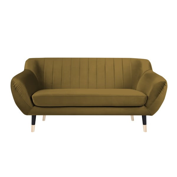 Горчичножълт диван с черни крачета Mazzini Sofas Benito, 158 cm