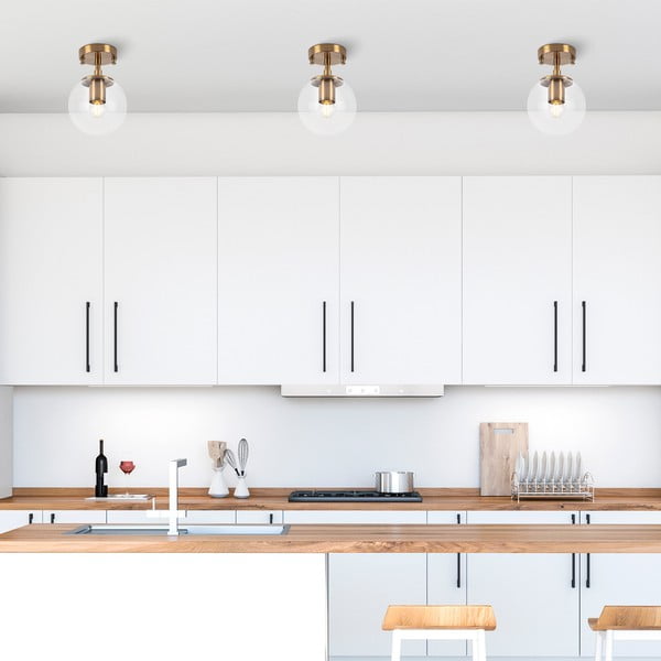 Осветително тяло за таван в месингов цвят със стъклен абажур ø 15 cm Atmaca – Opviq lights-image-1