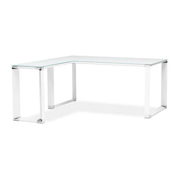 Бяло ъглово бюро със стъклен плот Warner - Kokoon