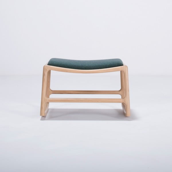 Отоман с конструкция от дъбово дърво и седалка от зелен текстил Dedo - Gazzda