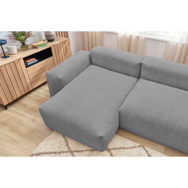 Светлосив ъглов диван от велур (ляв ъгъл) Lafayette - Bobochic Paris-image-1