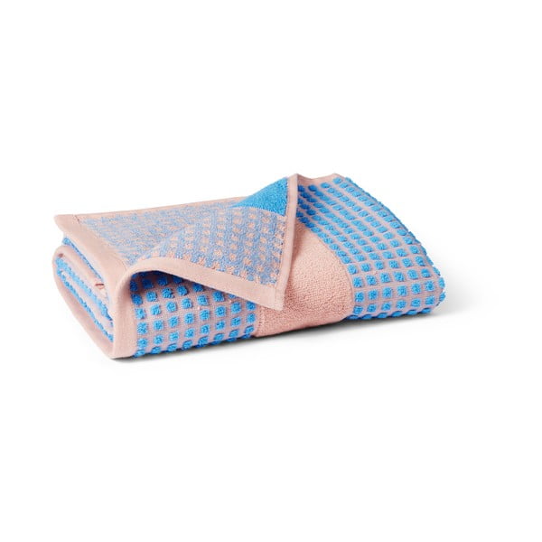 Синя и розова хавлиена кърпа от органичен памук 50x100 cm Check - JUNA-image-2