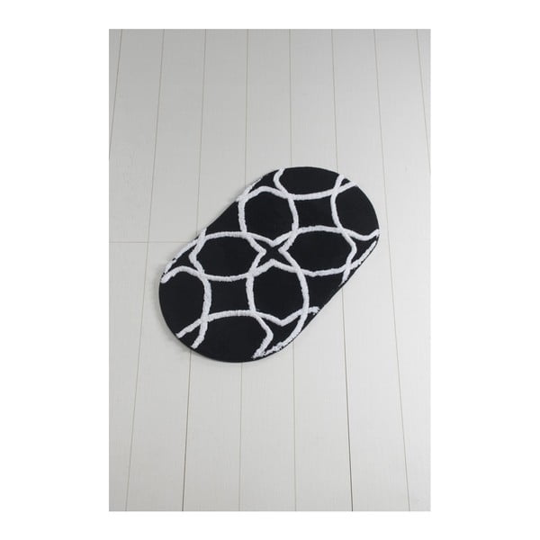 Черно-бяла постелка за баня Waves Hexagon, 100 x 60 cm - Foutastic