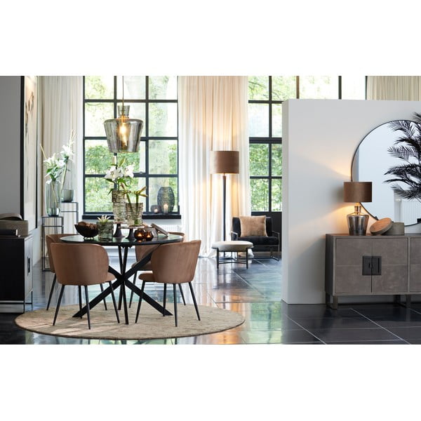 Кафяв кадифен стол за хранене Elyna - Light & Living-image-3