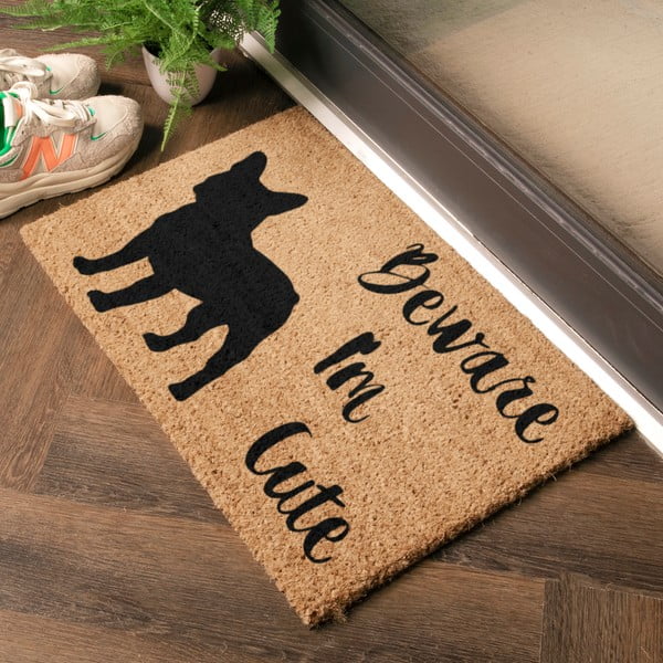Изтривалка от кокосови влакна 40x60 cm Beware I'm Cute French Bulldog – Artsy Doormats-image-1