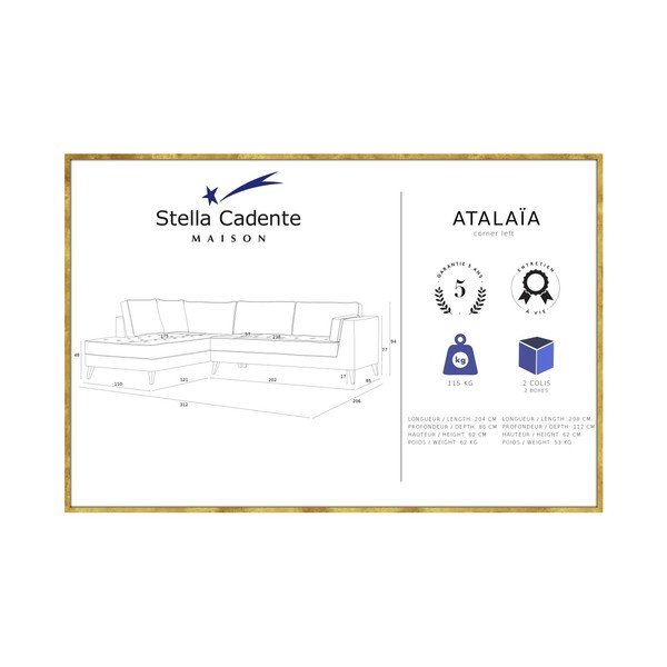 Деним син диван с кремави детайли Atalaia, ляв ъгъл - Stella Cadente Maison-image-1
