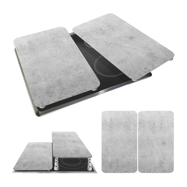 Комплект от 2 сиви стъклени капака за печка Universal - Wenko-image-3