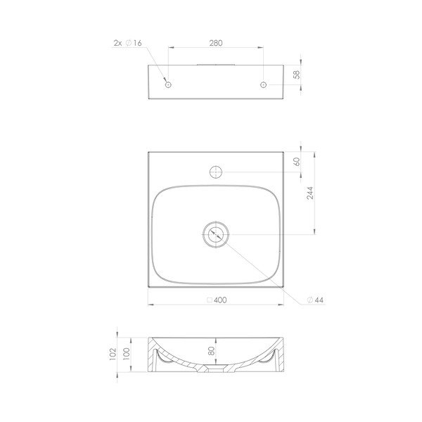 Бяла мивка от отлят мрамор 40x40 cm Emona – Sapho-image-4