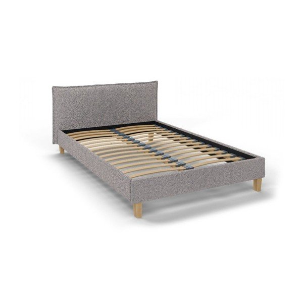 Сиво тапицирано двойно легло с решетка 140x200 cm Tina - Ropez