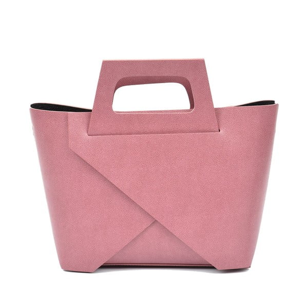 Růžová kožená kabelka Carla Ferreri Hunno