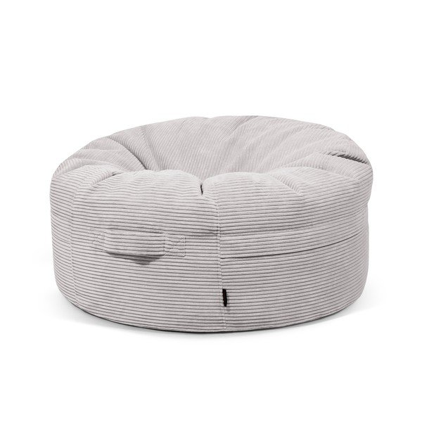 Светлосив пуф от рипсено кадифе Roll 105 – SLOWDOWN