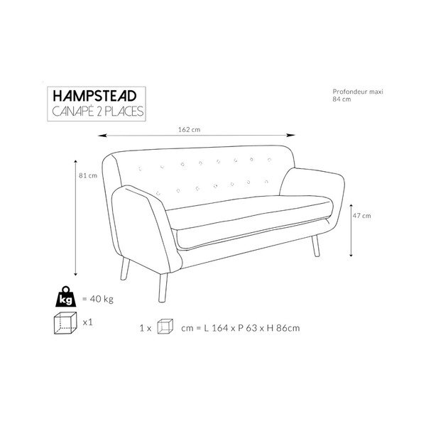 Розов диван Cosmopolitan design Hampstead, 162 cm-image-4