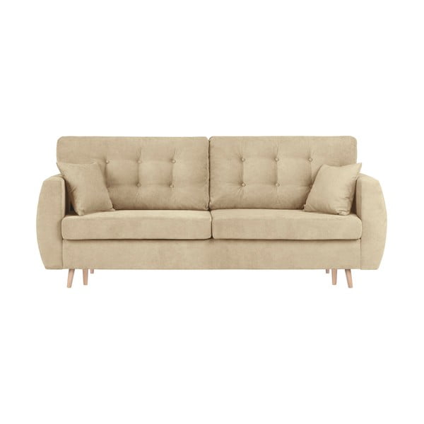 Бежов триместен разтегателен диван с място за съхранение Амстердам, 231 x 98 x 95 cm - Cosmopolitan Design