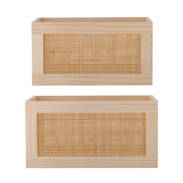 Дървени кутии за съхранение в комплект 2 бр. в естествен цвят 39x29x20 cm Piana – Bloomingville-image-2