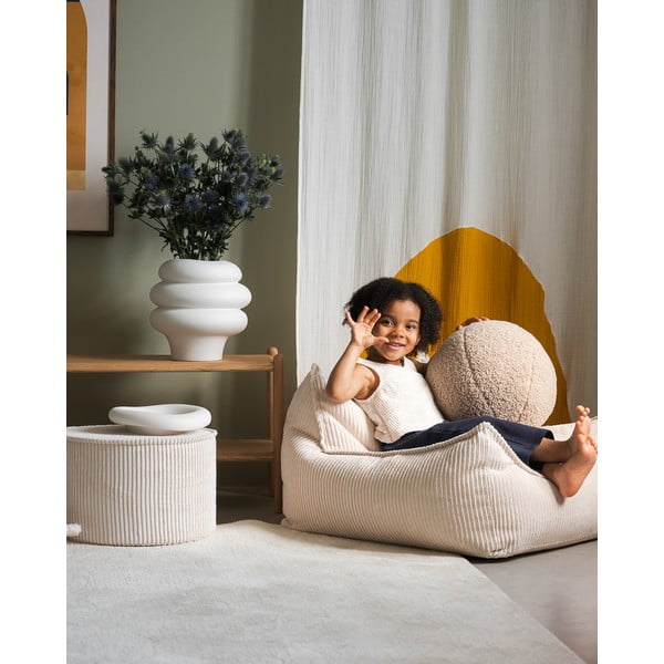 Кремав детски пуф от рипсено кадифе – Wigiwama-image-3