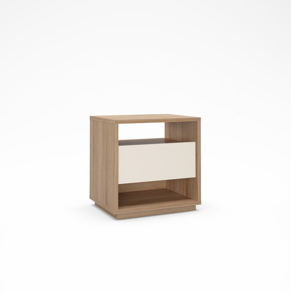 Кремаво/естествено нощно шкафче от декор от дъб Dennis – Marckeric-image-2