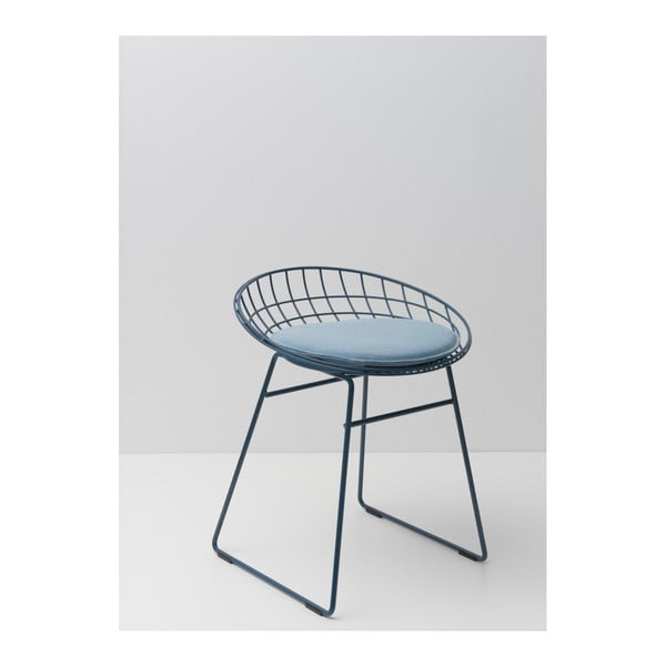 Modrá drátěná stolička s podsedákem Pastoe, 46 cm