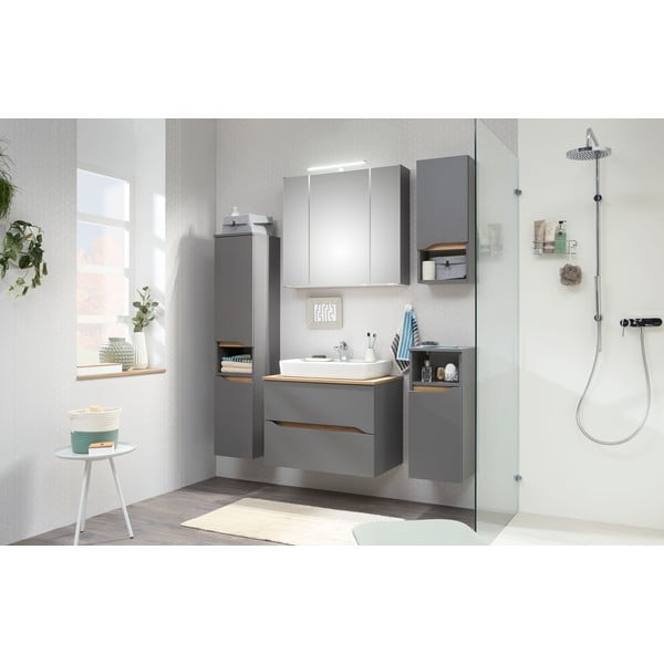Сив нисък шкаф за баня 30x72 cm Set 357 - Pelipal-image-1