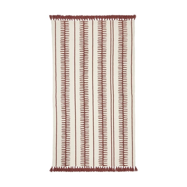 Бежов и червен ръчно тъкан памучен килим , 70 x 140 cm Rita - Westwing Collection