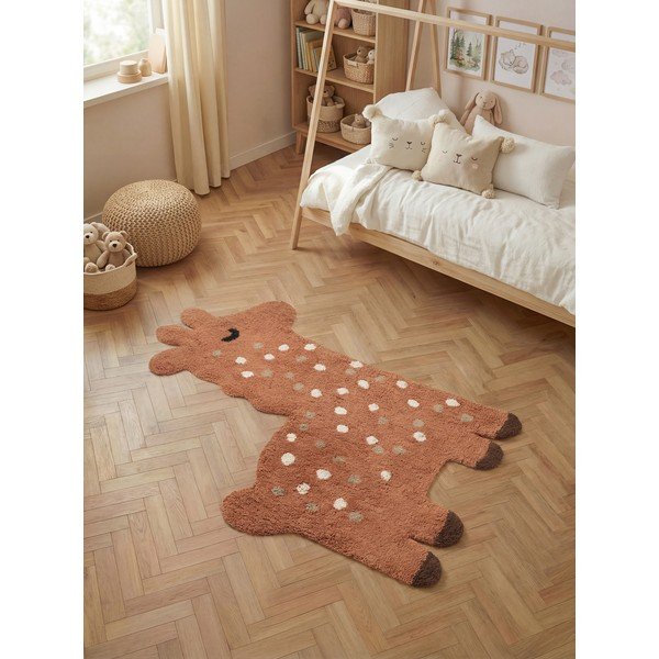 Кафяв памучен детски килим подходящ за пране/ръчно изработен 89x120 cm Snuggle Gino – Hanse Home-image-1