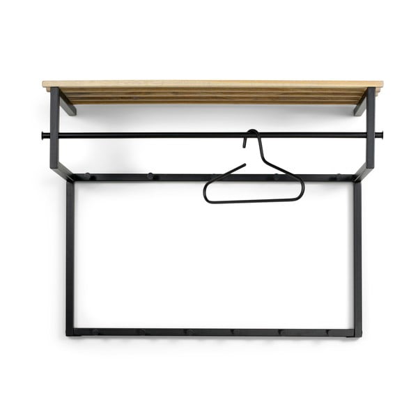 Черна/в естествен цвят метална стенна закачалка с рафт 100 cm Rizzoli – Spinder Design-image-2